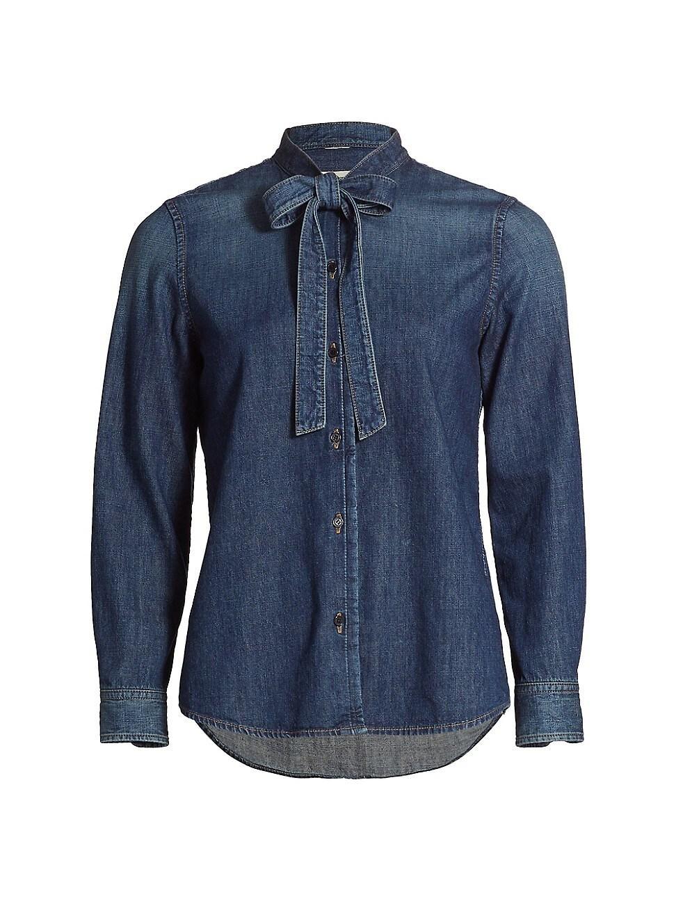 Womens Suzette Denim Tie-Neck Shirt Product Image