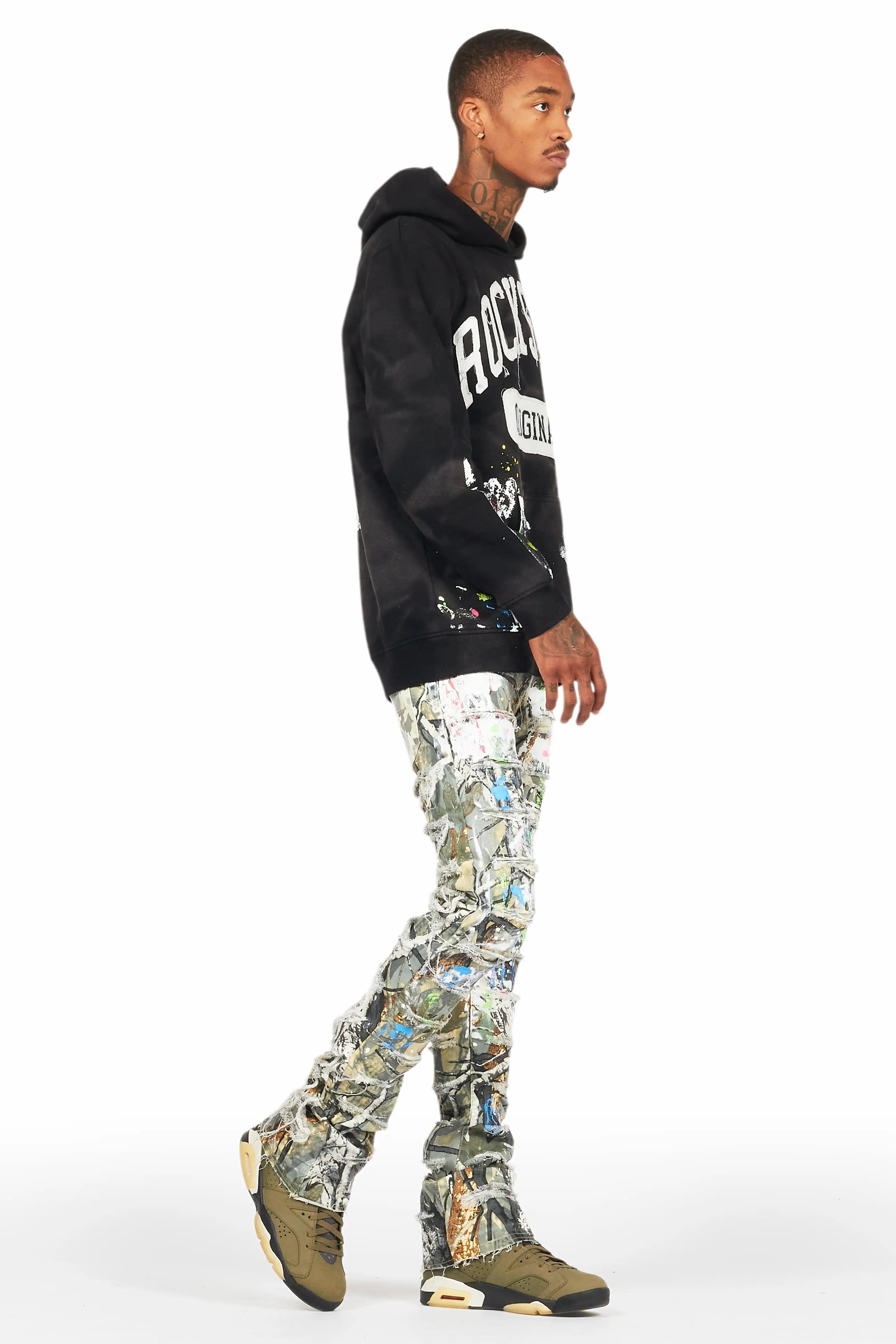 Akello Green Camo Painter Stacked Flare Jean Male Product Image