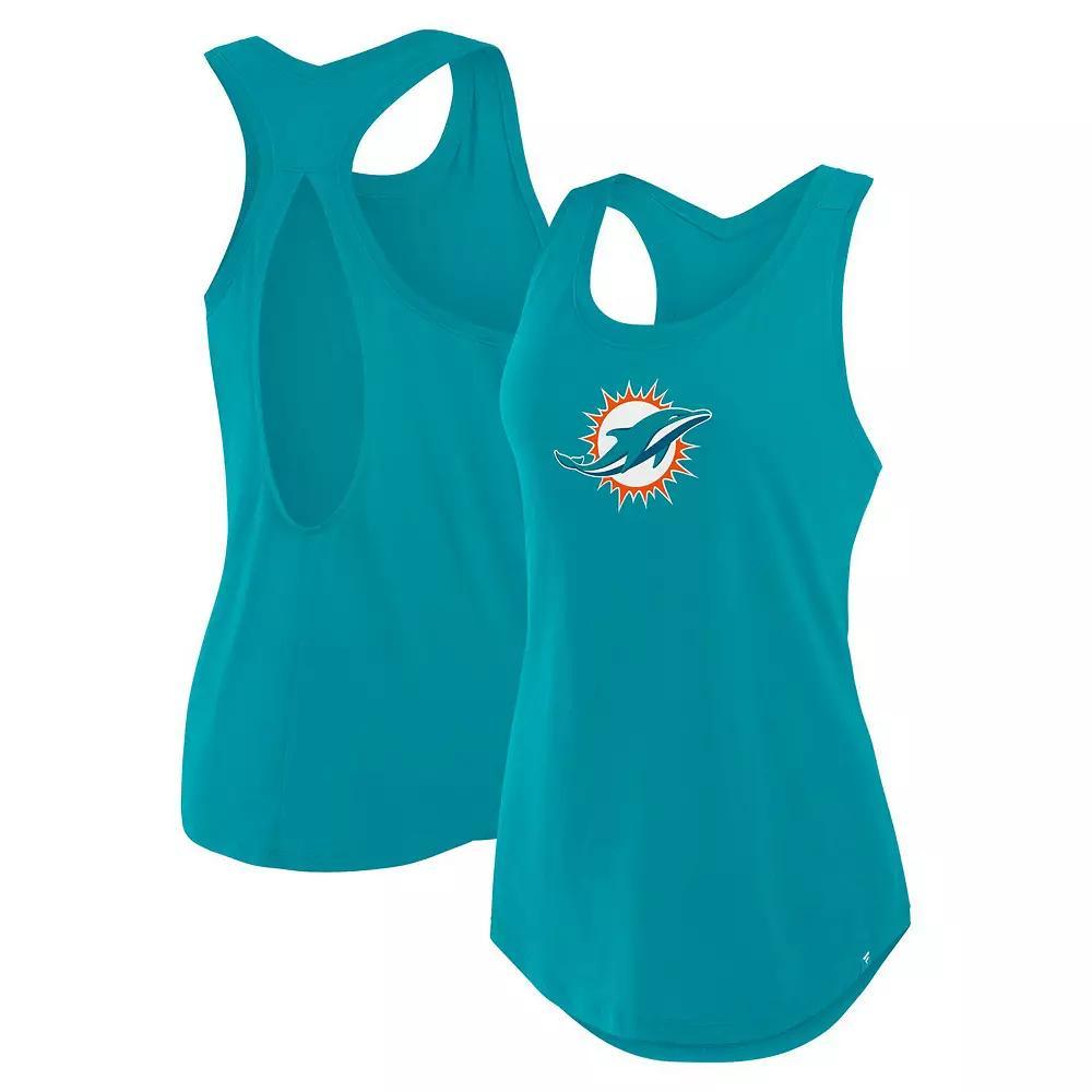 Women's Fanatics Aqua Miami Dolphins Iron Fan Tank Top,  Product Image