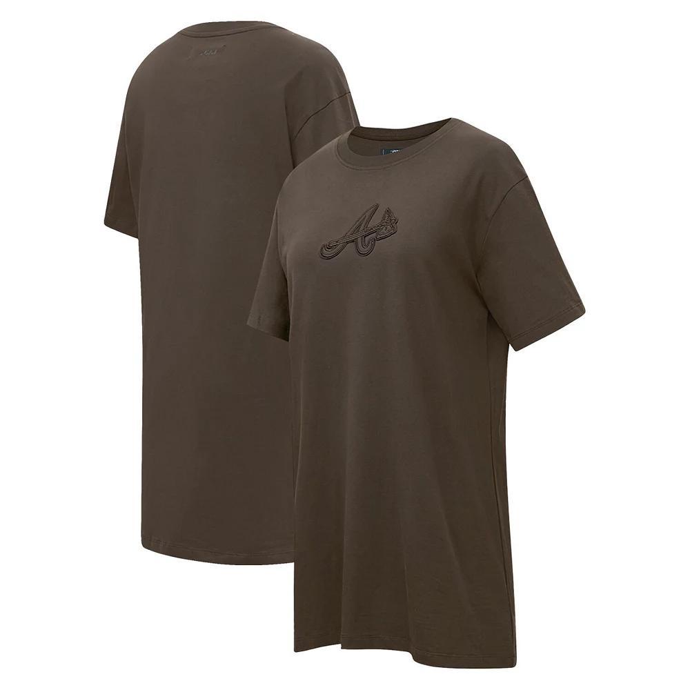 Women's Pro Standard Brown Atlanta Braves Neutral T-Shirt Dress, Size: 2XL Product Image