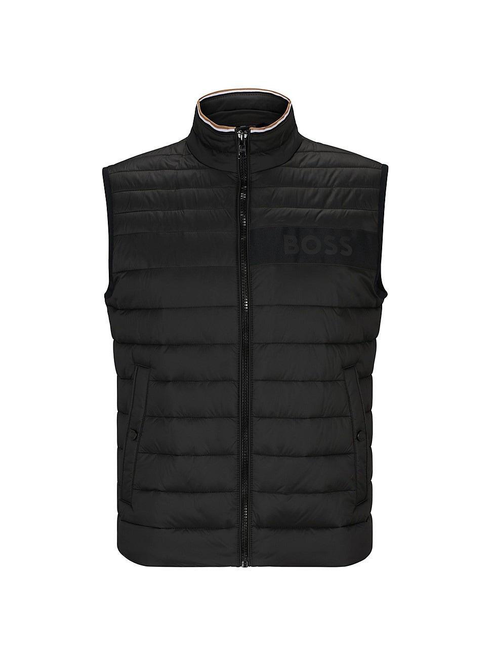 Mens Water Repellent Padded Vest Jacket With 3D Logo Tape Product Image