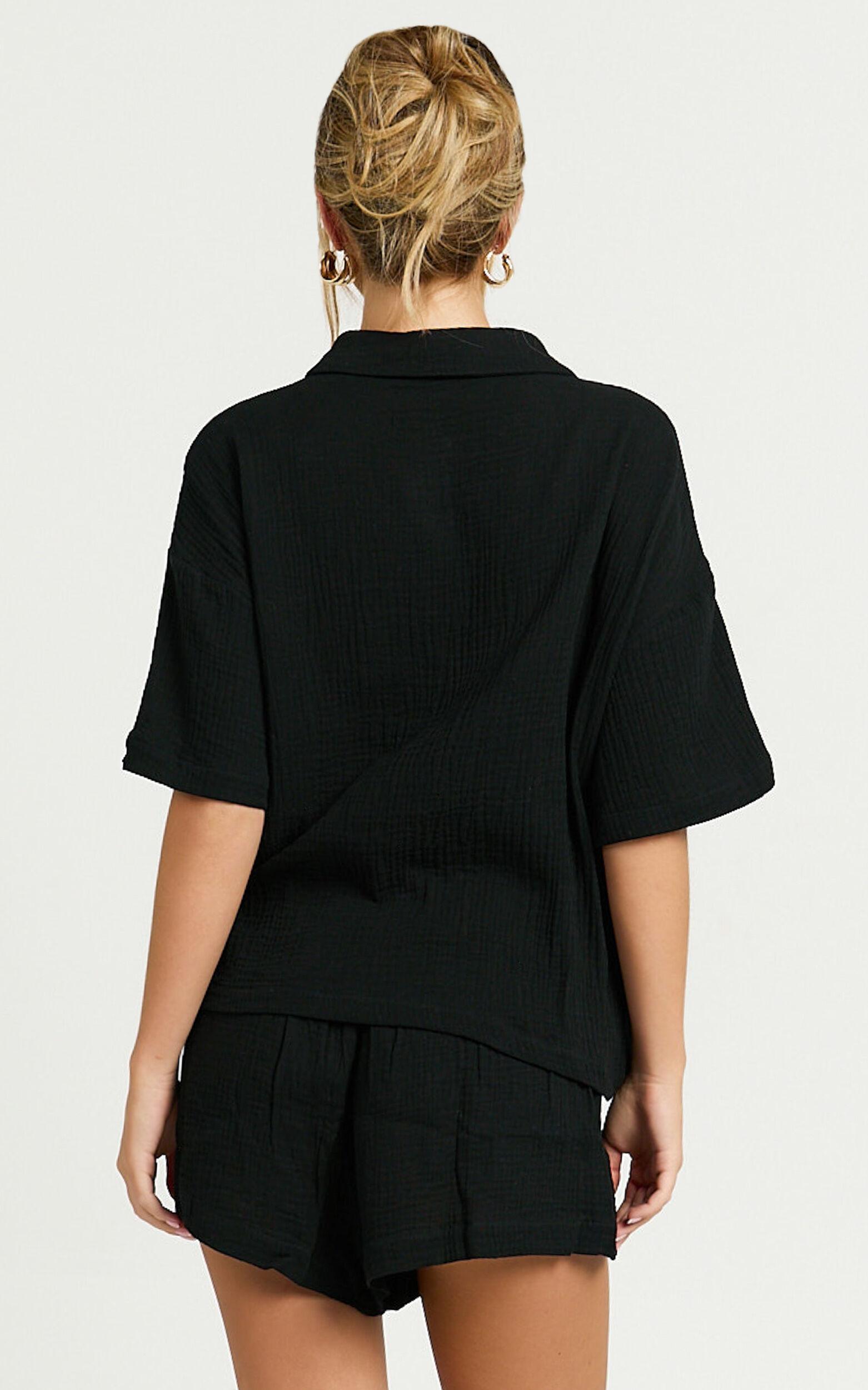 Donita Top - Button Up Shirt Top in Black Product Image