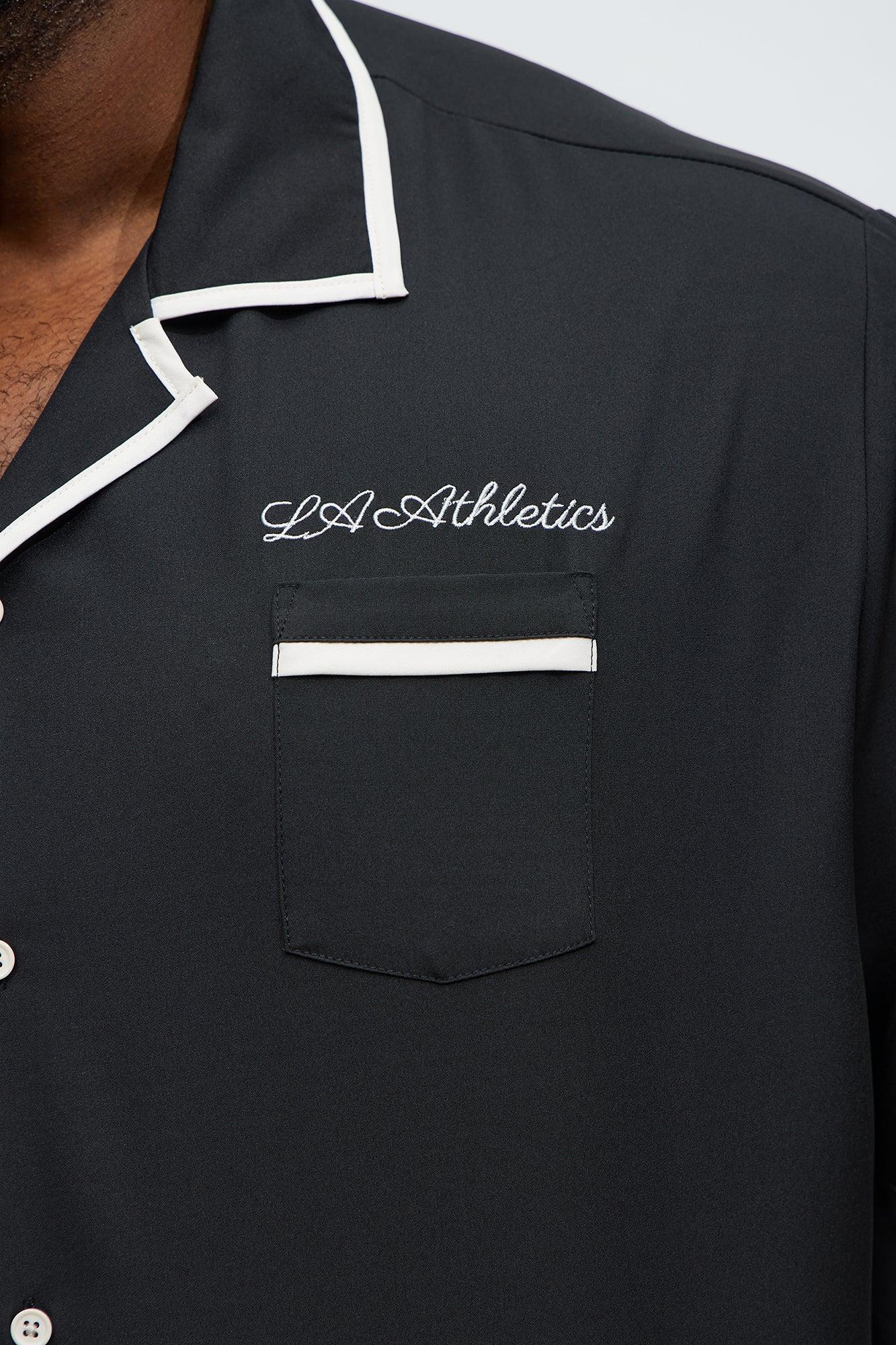 Regular Fit LA Athletics Button Up Shirt - Black Product Image