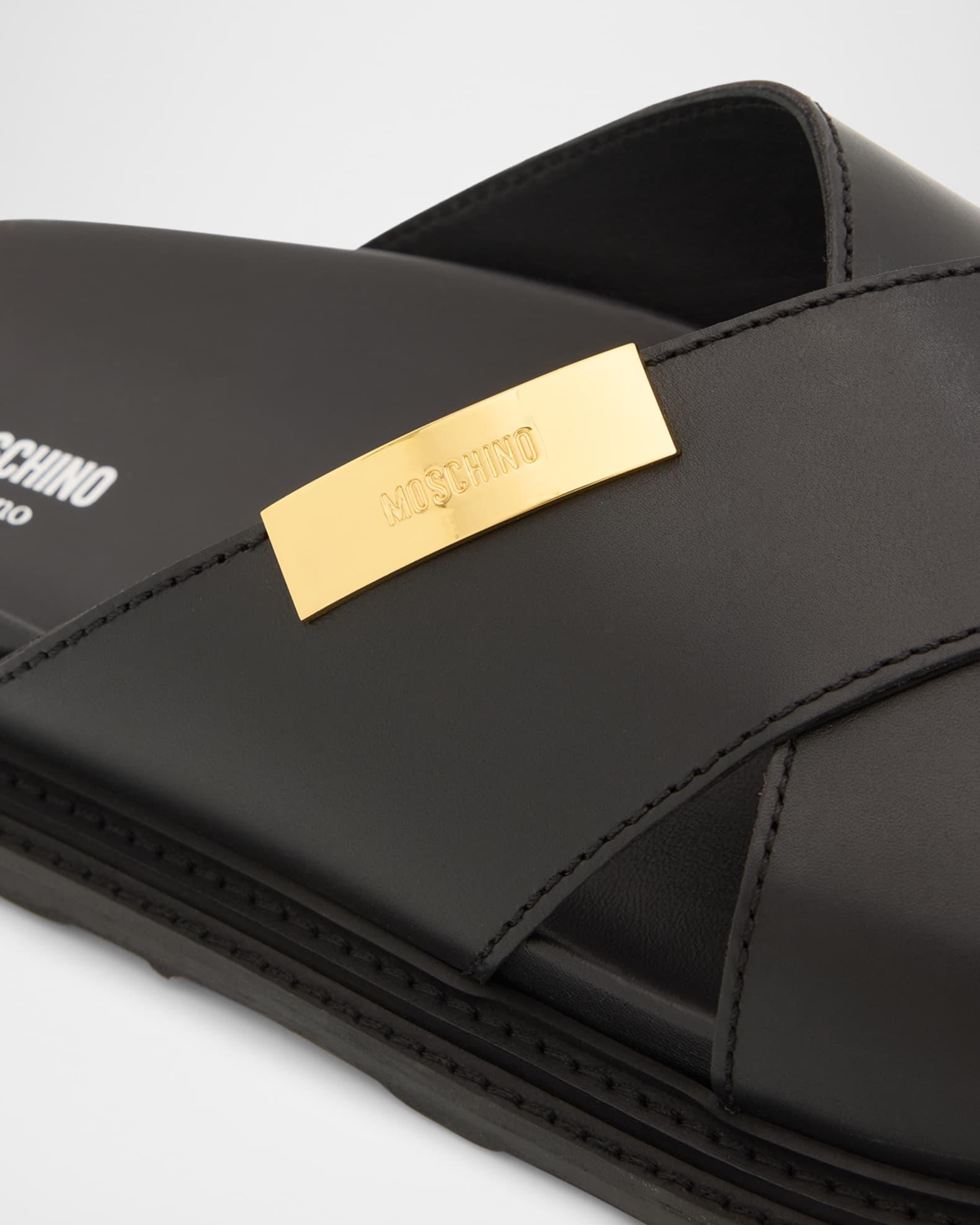 Men's Calfskin Leather Slide Sandals Product Image