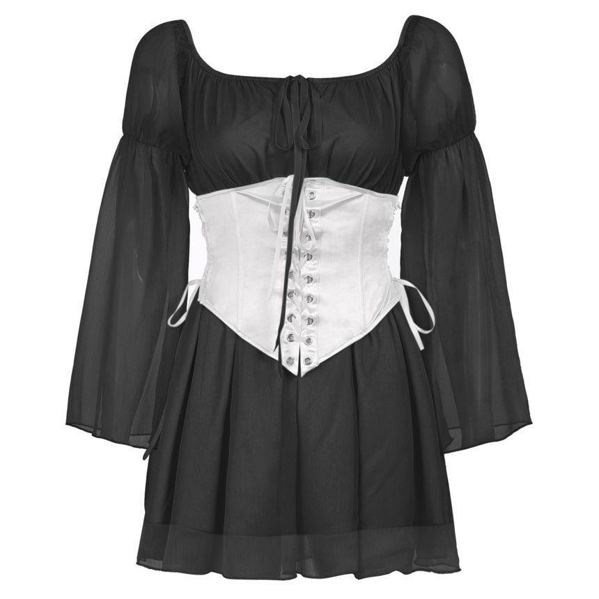 Bell-Sleeve Mini Dress / Corset Belt Product Image