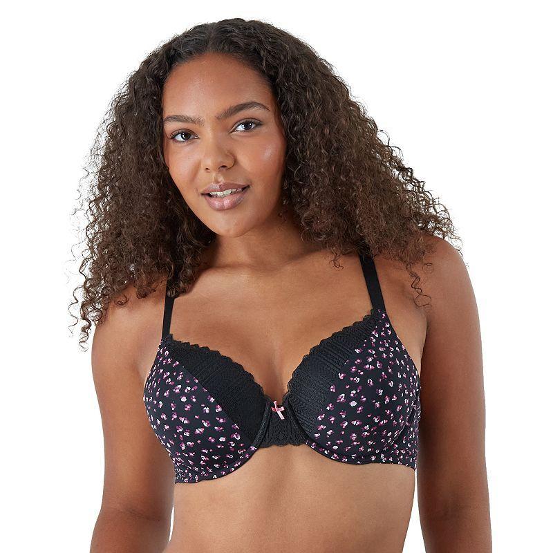 Maidenform Comfort Devotion Full Coverage Lace Trim Bra 9404, Women's, Size: 38 D, Black With Beige Product Image