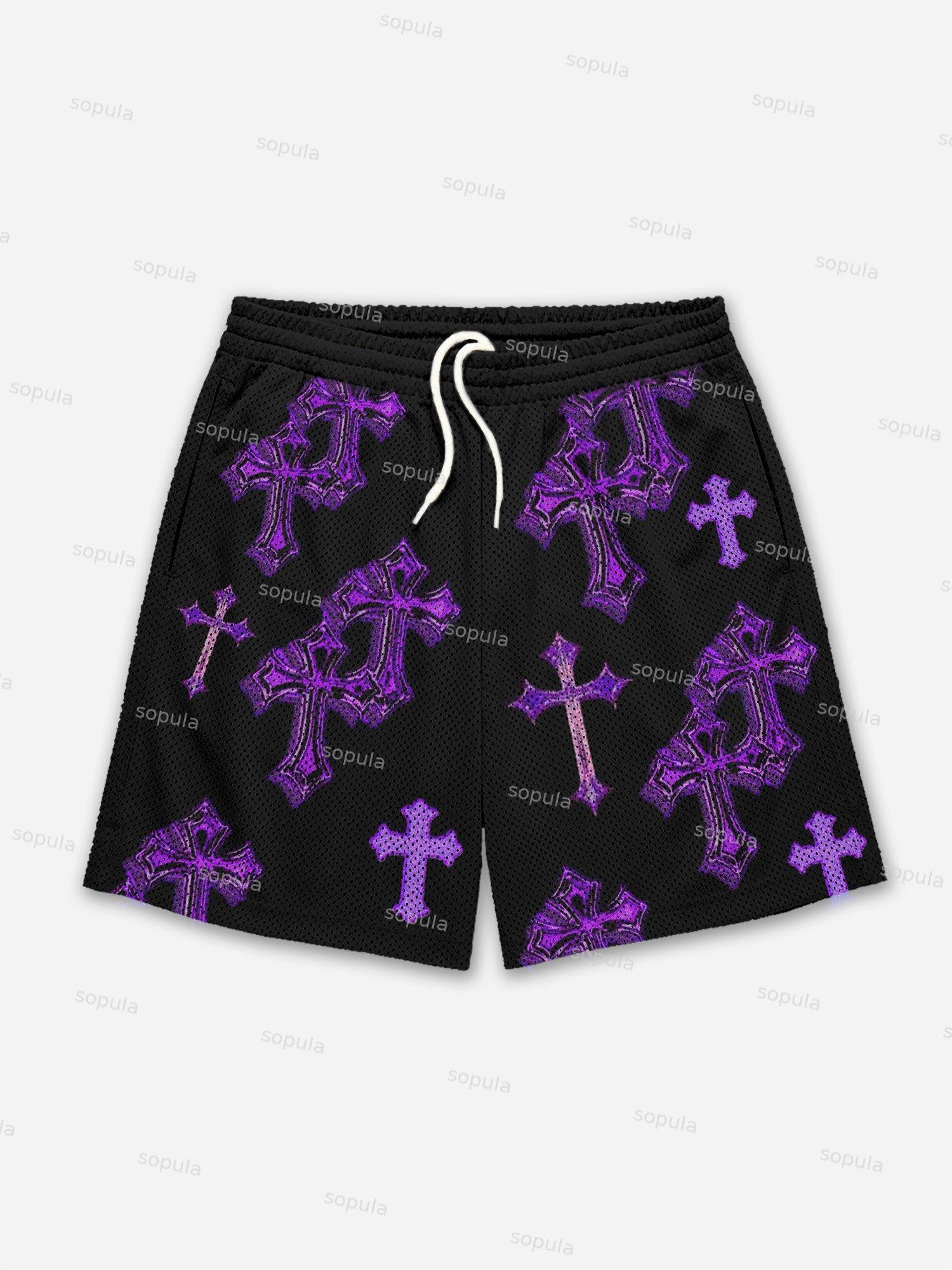 Cross Graphic Dot Mesh Shorts Product Image
