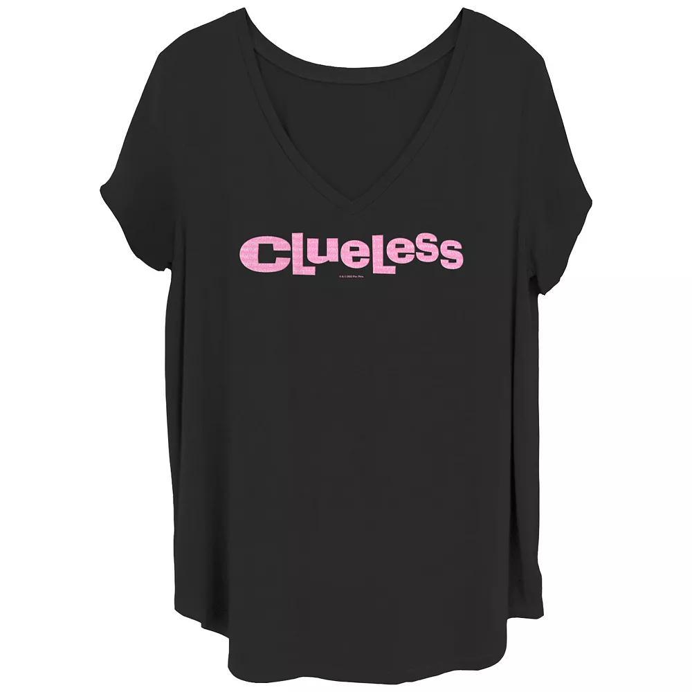 Juniors' Plus Clueless Pink Logo V-Neck Graphic Tee, Women's,  Product Image