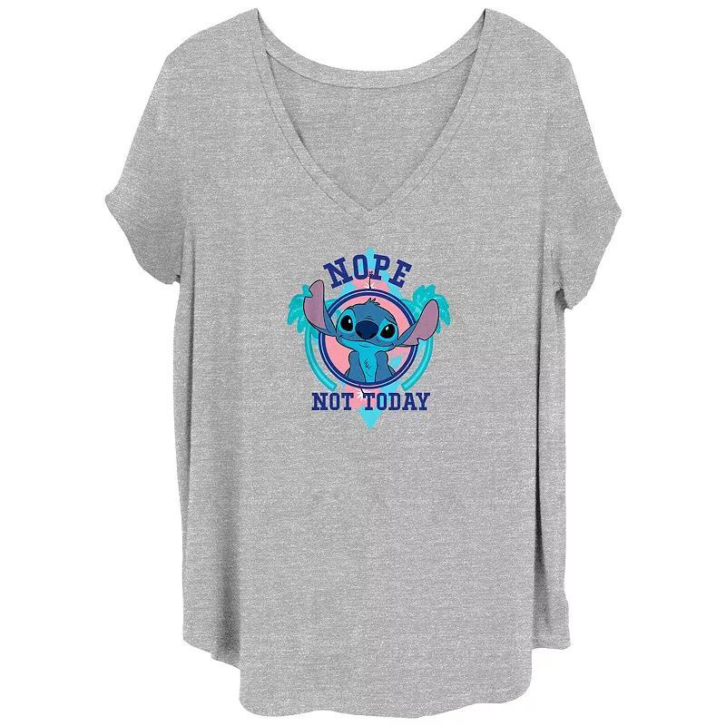 Disney's Lilo & Stitch Nope Not Today Stitch Juniors' Plus Graphic Tee, Women's, Size: 3XL, Grey Gray Product Image