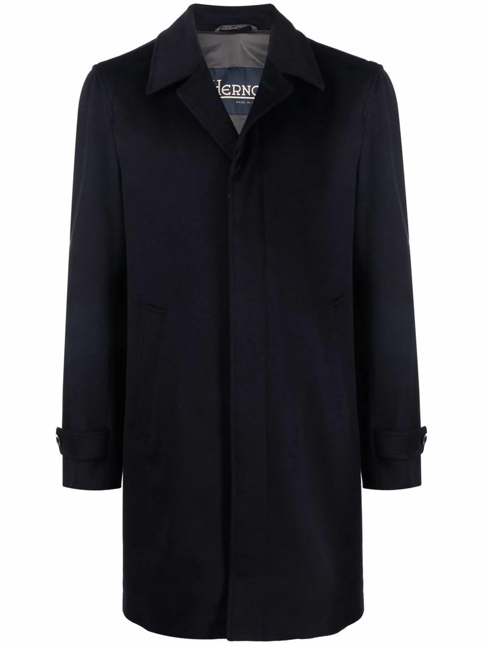 HERNO Single-breasted Coat In Blue Navy Product Image