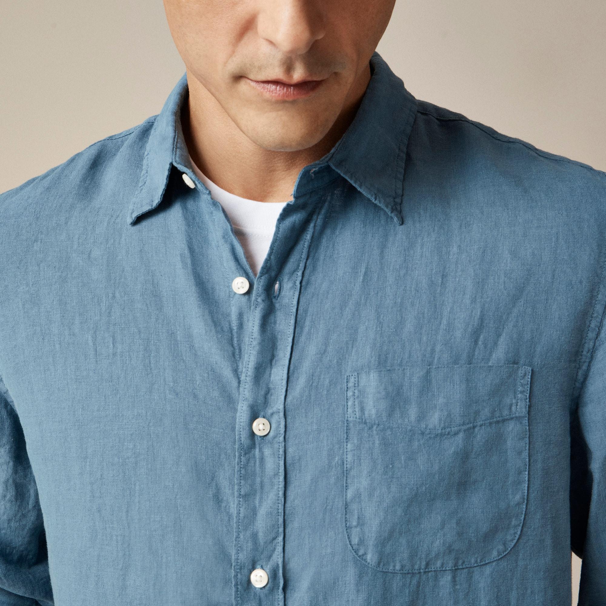 Washed linen shirt with point collar Product Image