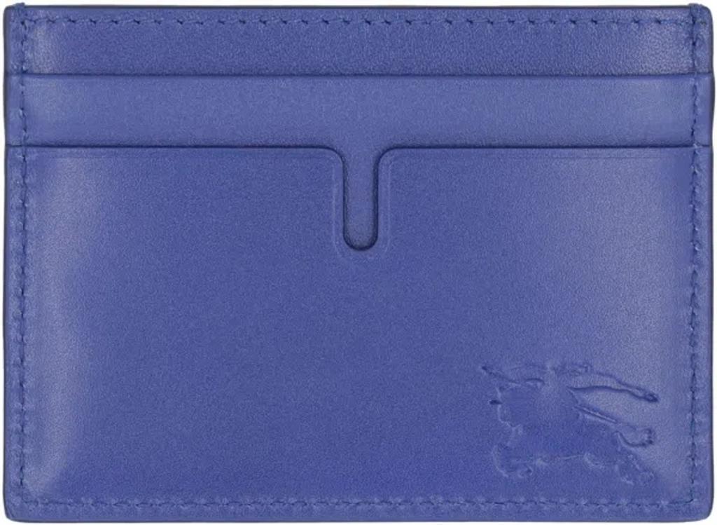 BURBERRY Leather Card Holder In Blue Product Image