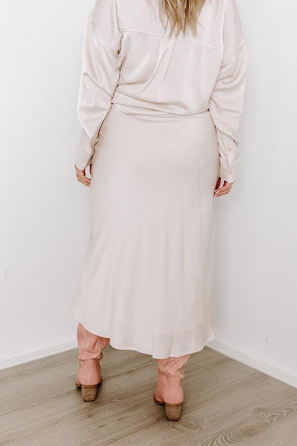 Sleek Sophistication Satin Skirt in Cream Product Image