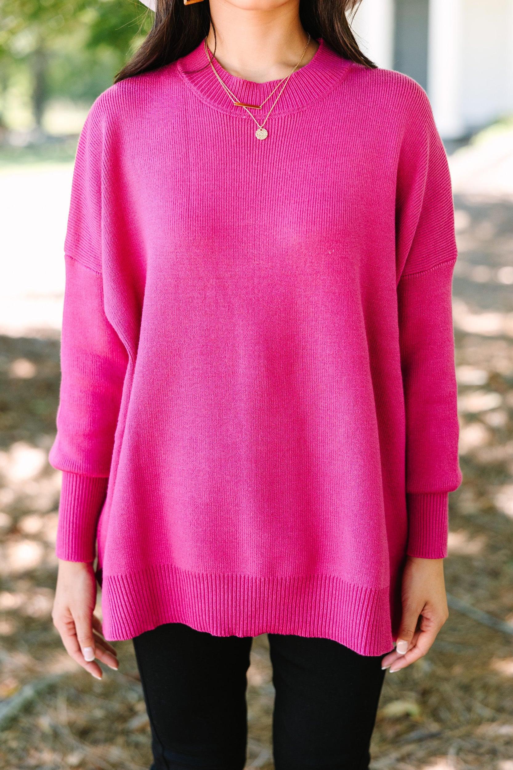 Perfectly You Magenta Pink Mock Neck Sweater Female Product Image
