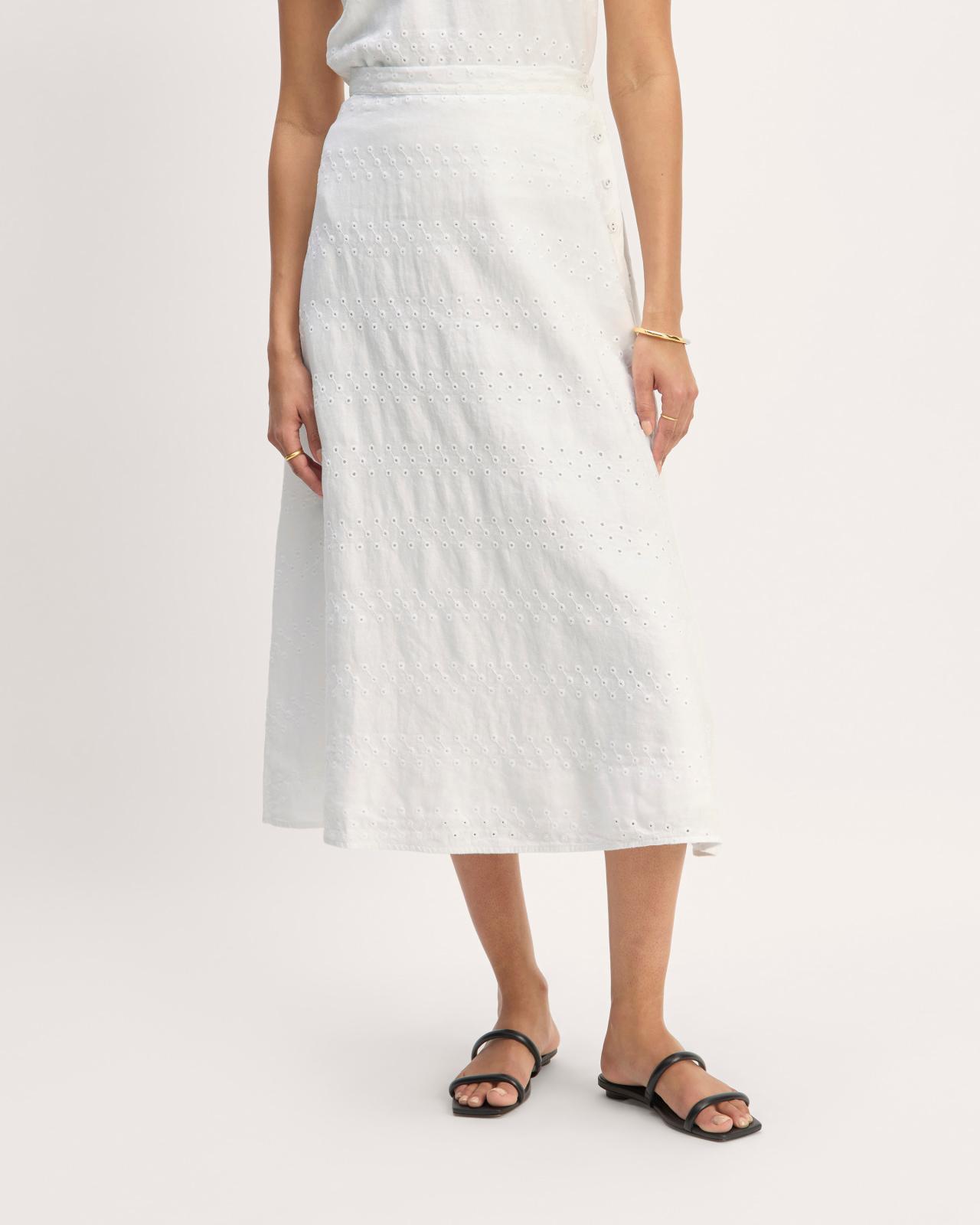 The Linen Eyelet Midi Skirt Product Image