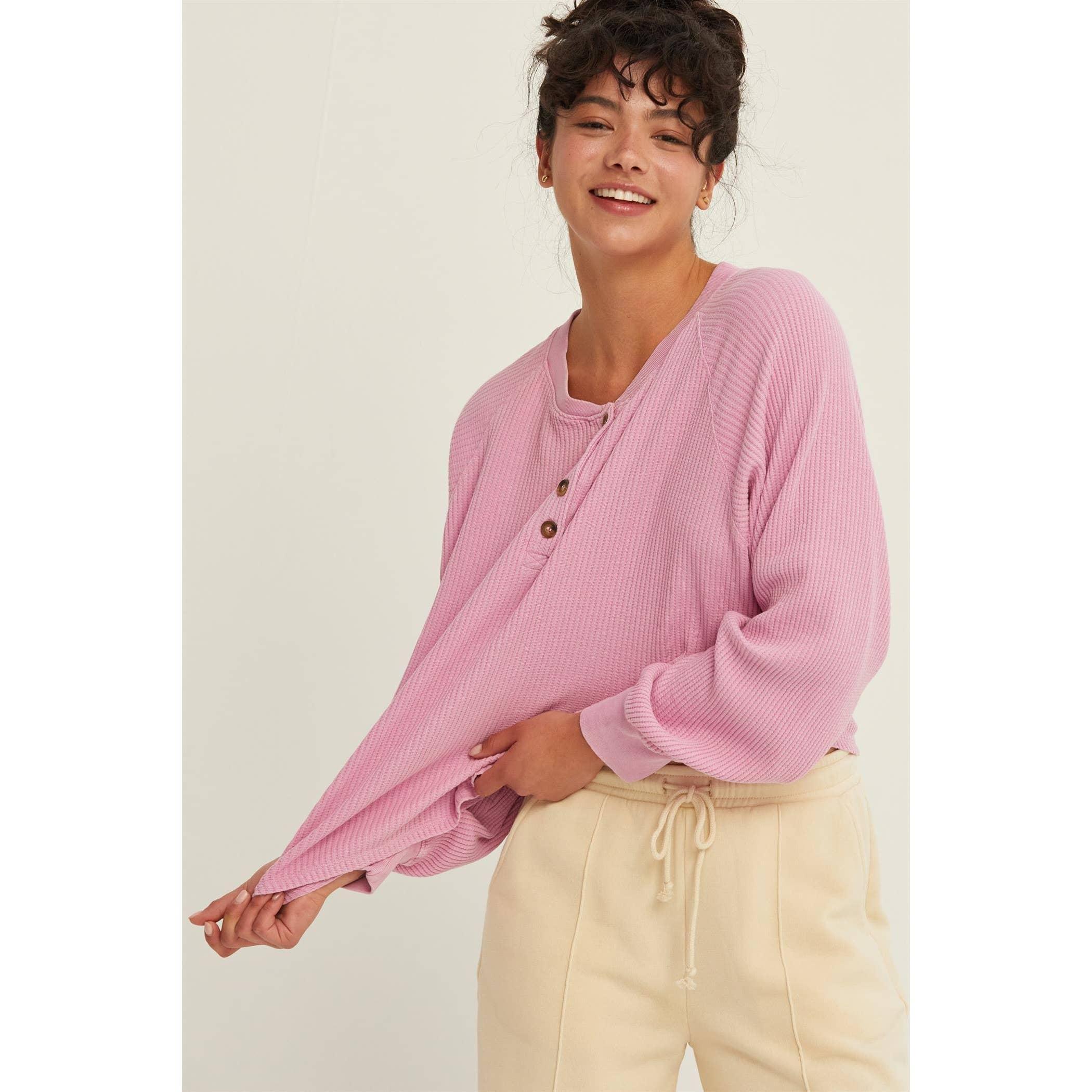 Henley Waffle Knit Top Product Image