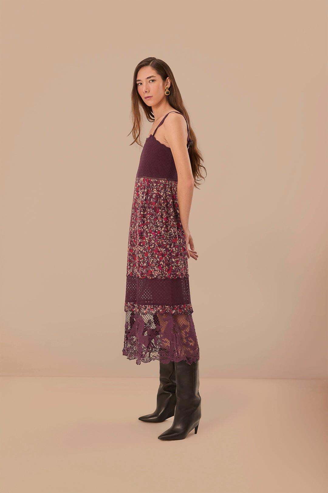 Purple Chelsea Garden Embroidered Lace Midi Dress, CHELSEA GARDEN PURPLE / XS Product Image