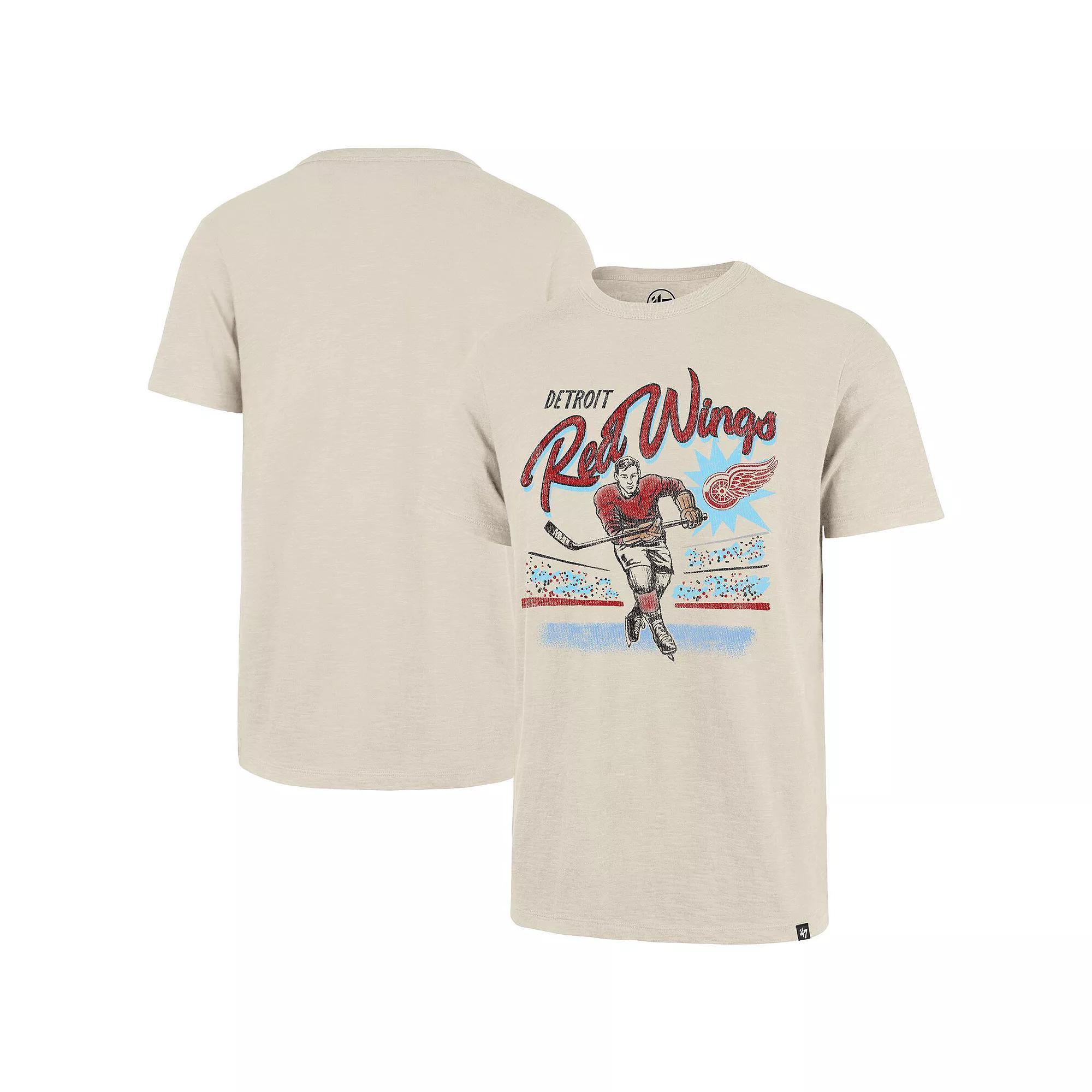 Men's '47  Natural Detroit Red Wings Hockey Player Golden Age Scrum T-Shirt, Size: XL, Beige Product Image