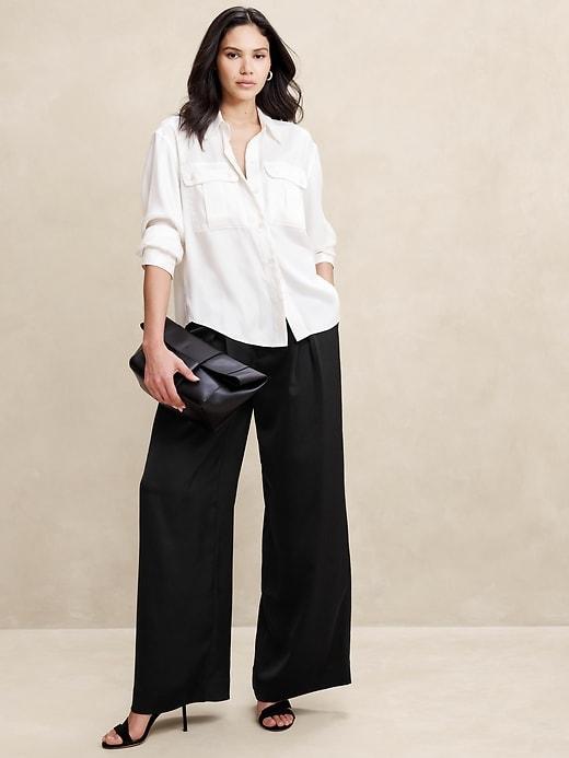 Silky Pleated Wide-Leg Pant Product Image