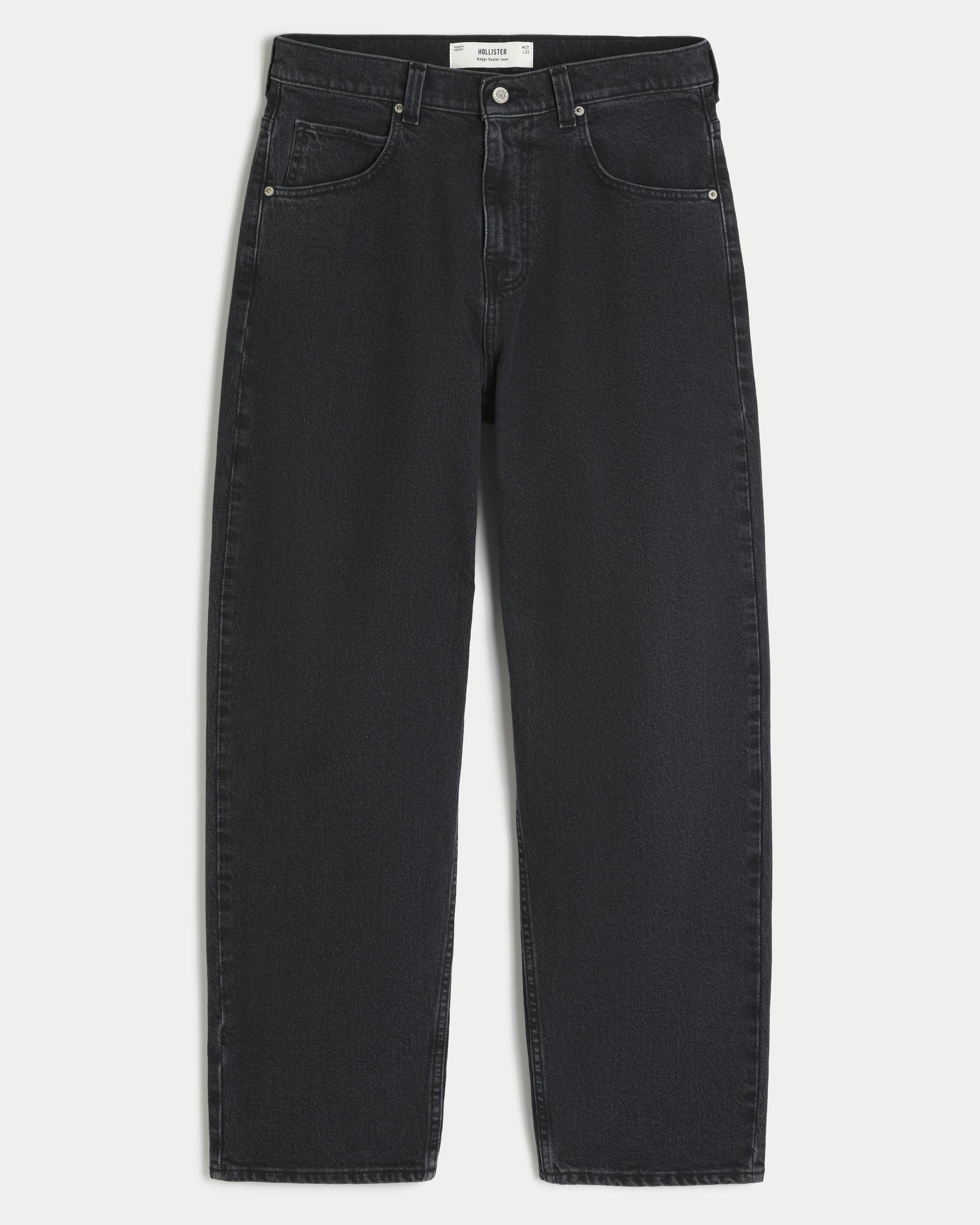 Washed Black Skater Baggy Jeans Product Image