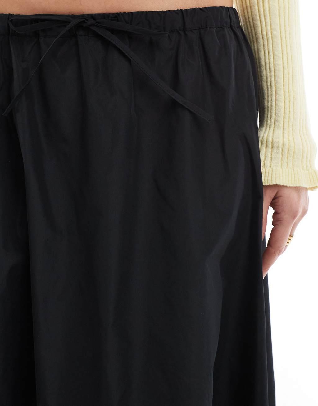 ASOS DESIGN a line maxi skirt in taffeta in black Product Image