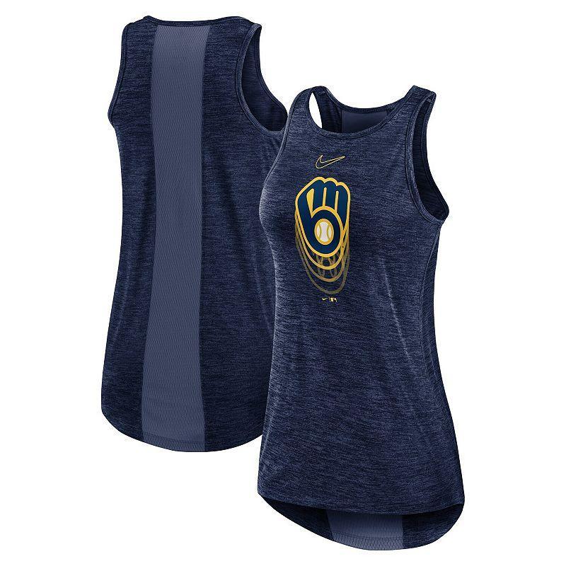 Women's Nike Navy New York Yankees Logo Fade High Neck Performance Tank Top, Size: Medium, Blue Product Image