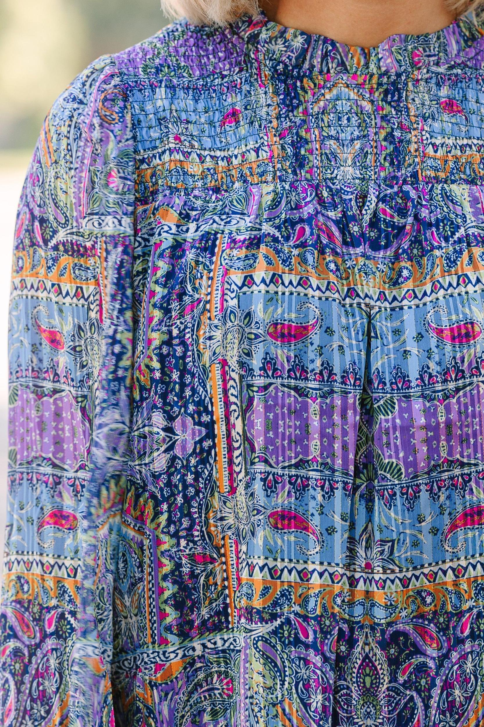 Skies are Blue: The Right Way Lavender Purple Abstract Blouse Female Product Image