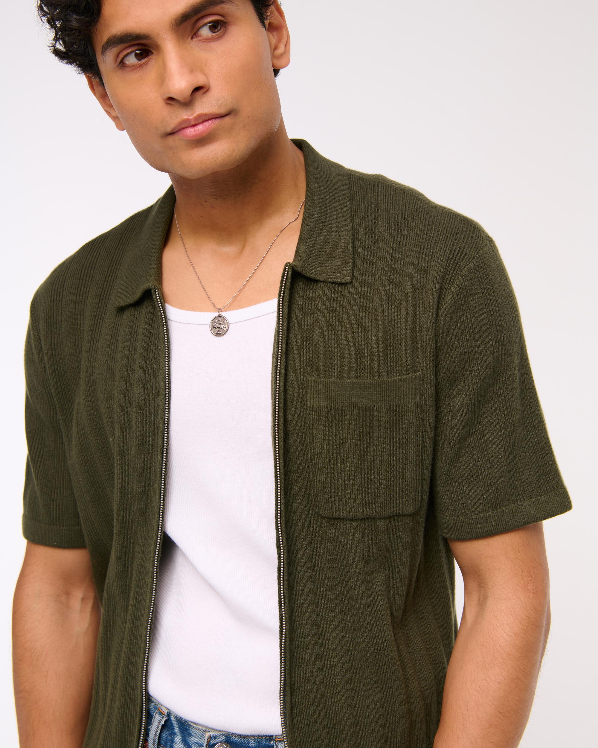 Full-Zip Sweater Polo Product Image