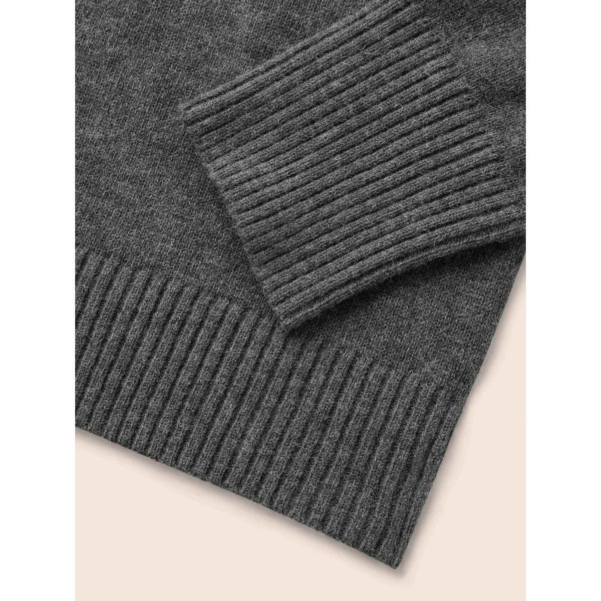 Plus Size Supersoft Essentials Lapel Collar Wool Pullover DimGray Women Casual Long Sleeve Lapel Collar Everyday Pullovers BloomChic 26/4X Product Image