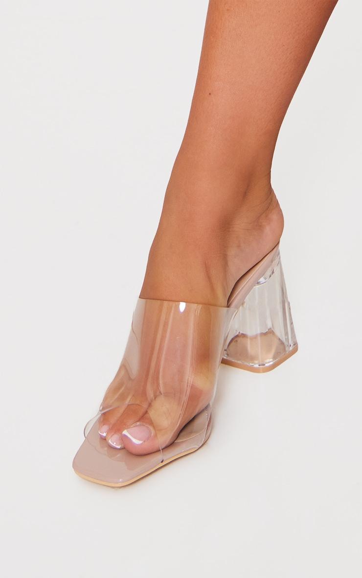 Nude Clear Block Heel Mule Product Image