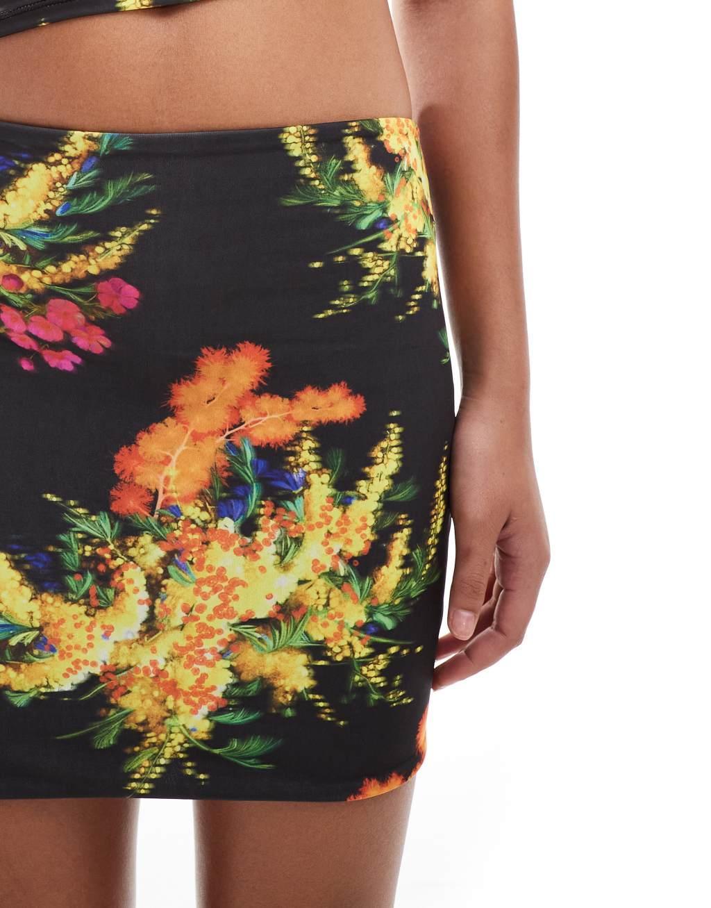 ASOS DESIGN slinky mini skirt in floral print - part of a set Product Image