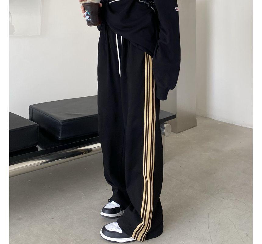 Stripe Trim Wide Leg Pants Product Image