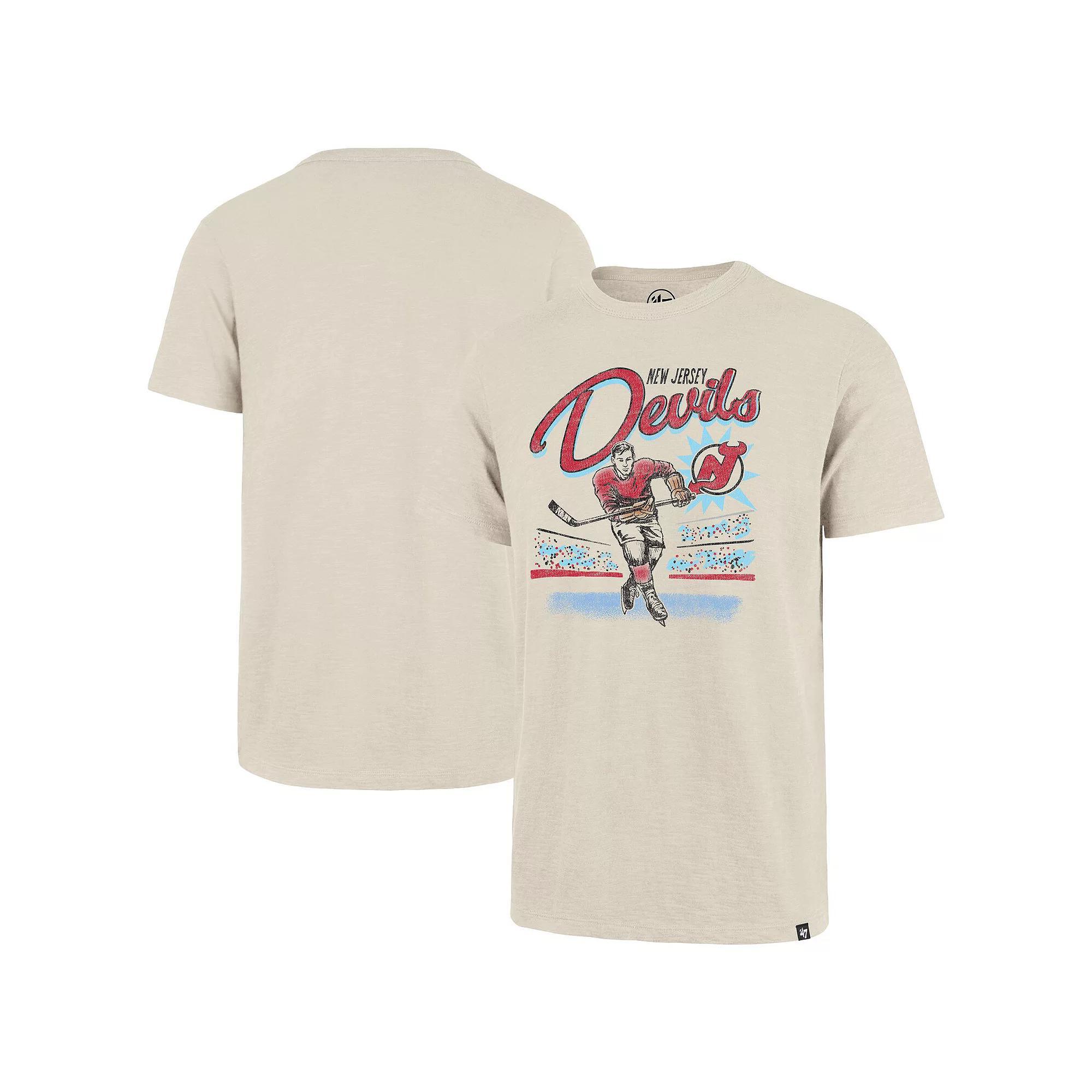 Men's '47  Natural New Jersey Devils Hockey Player Golden Age Scrum T-Shirt, Size: 2XL, Nhl Beige Product Image