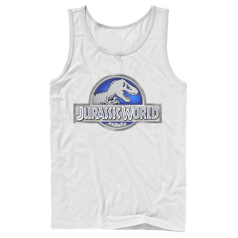 Mens Jurassic World Classic Blue Glow Fossil Logo Graphic Tank Top Product Image