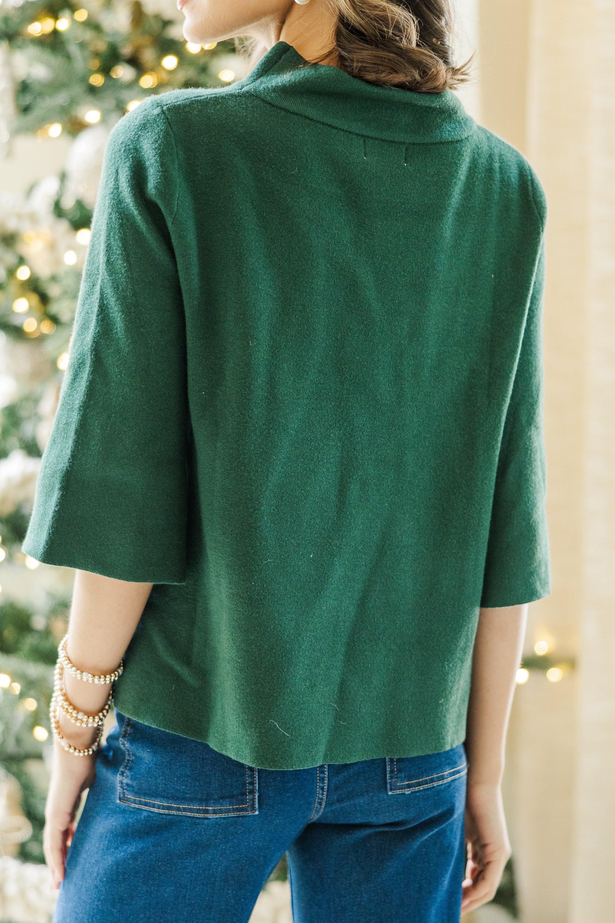 Just A Feeling Emerald Green Mock Neck Sweater Female Product Image