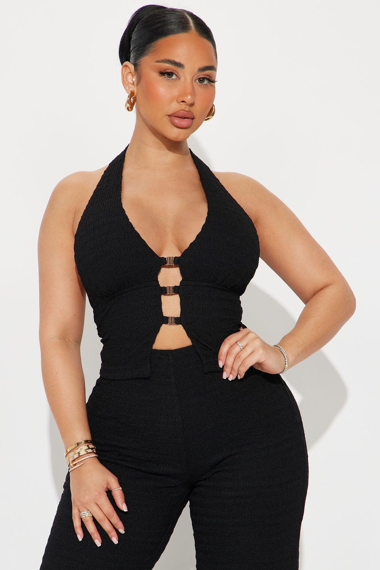 Lulu Halter Top Pant Set - Black Product Image