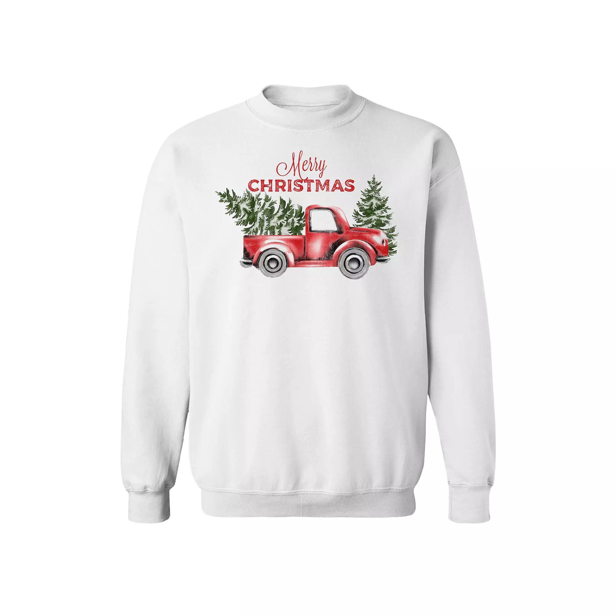 Men's Merry Christmas Fleece Sweatshirt, Women's, Size: XL, White Product Image