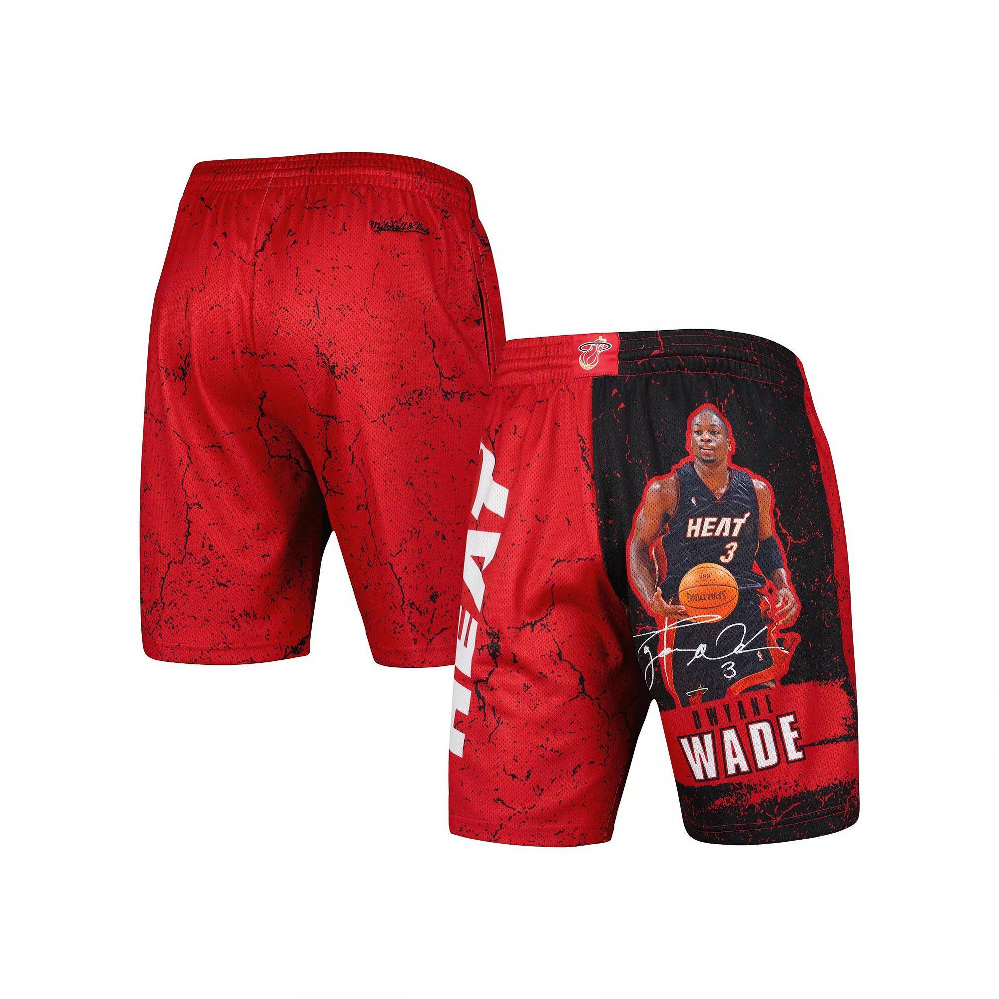 Men's Mitchell & Ness Dwyane Wade Black Miami Heat Hardwood Classics Player Burst Shorts, Size: XL Product Image
