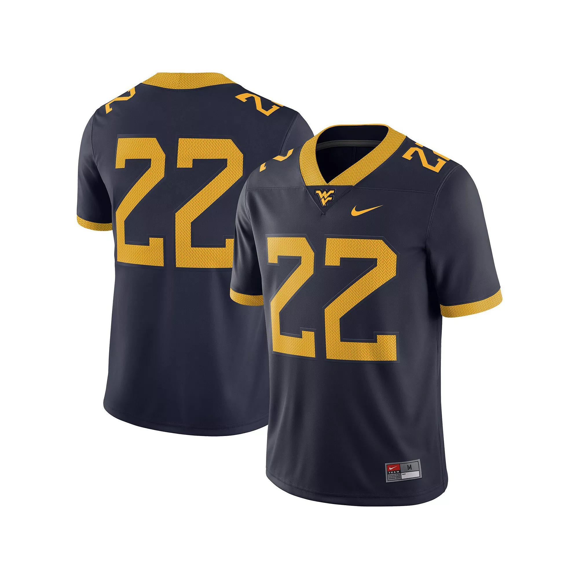 Men's Nike Navy West Virginia Mountaineers #22 Home Game Jersey, Size: Small, Blue Product Image