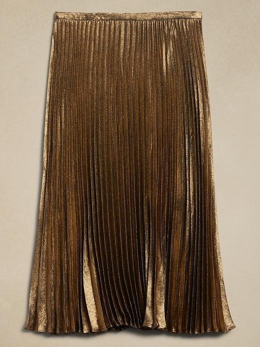 Gold Lamé Midi Skirt Product Image