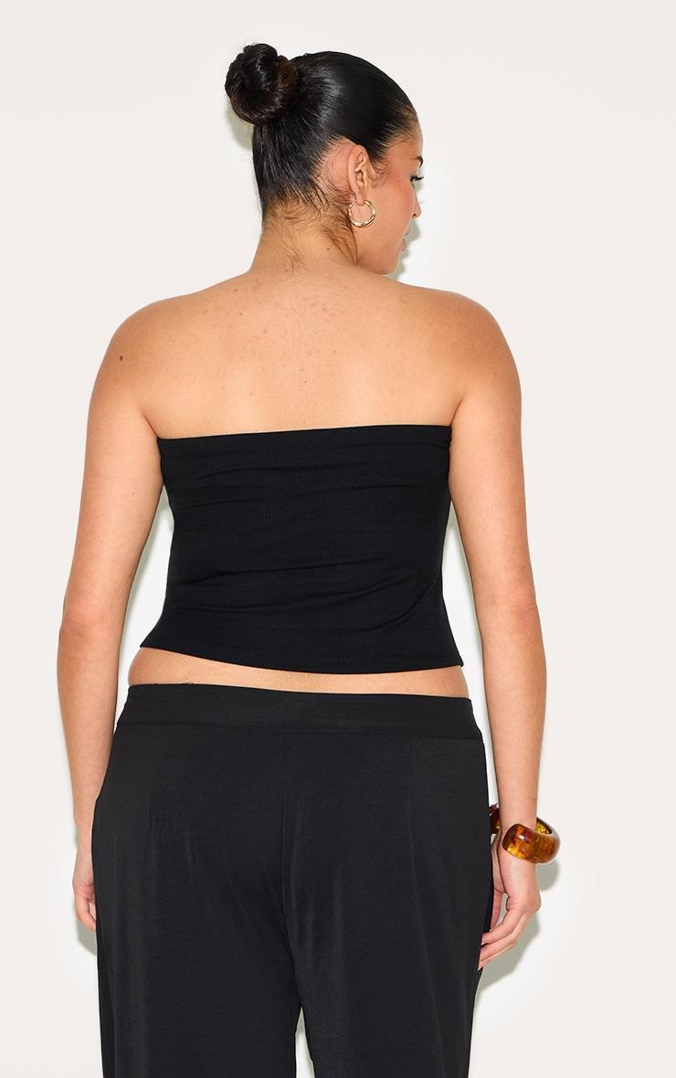 Plus Black Soft Rib Bandeau Top Product Image