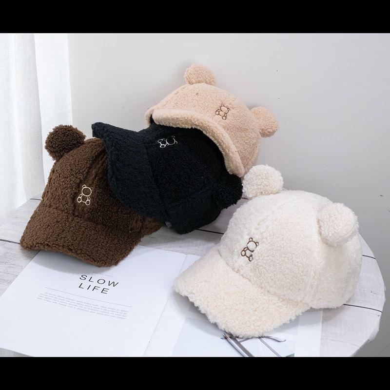 Bear Ear Faux Shearling Baseball Cap Product Image