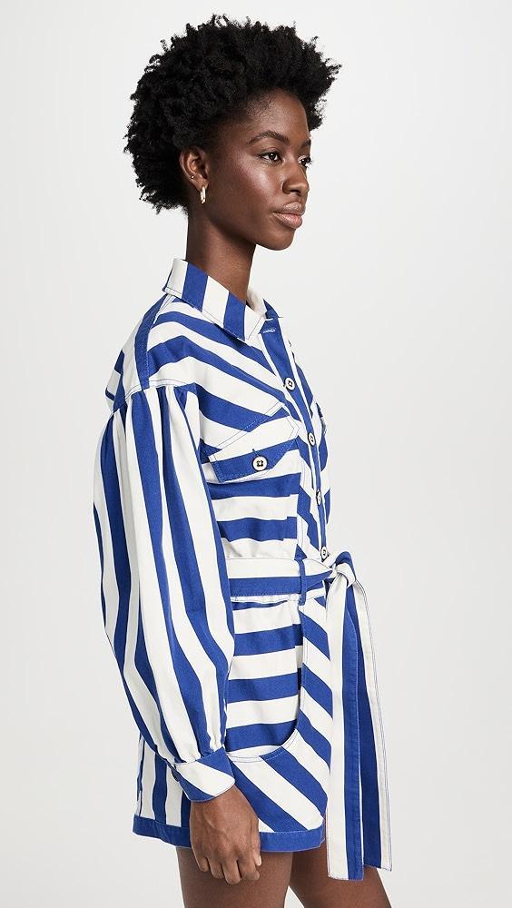 FARM Rio Blue and White Stripe Shorts Jumpsuit | Shopbop Product Image