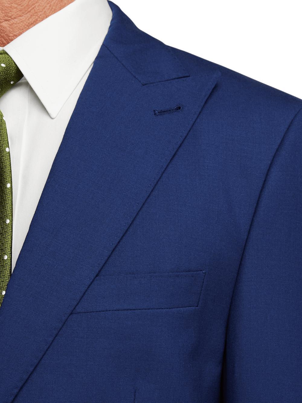 Wool Stretch Bengaline Peak Lapel Suit Jacket - Blue Product Image