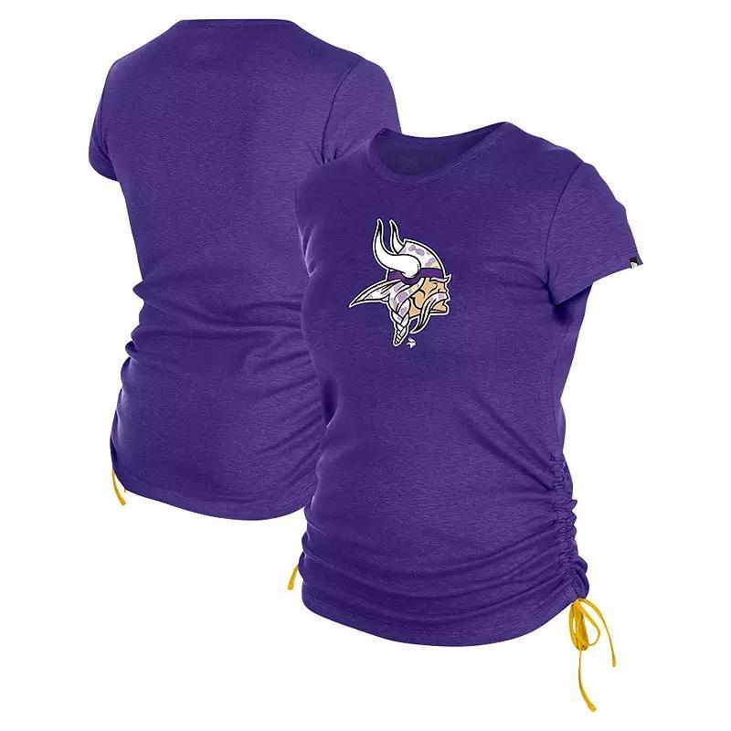 Womens New Era Minnesota Vikings Ruched Side T-Shirt Product Image