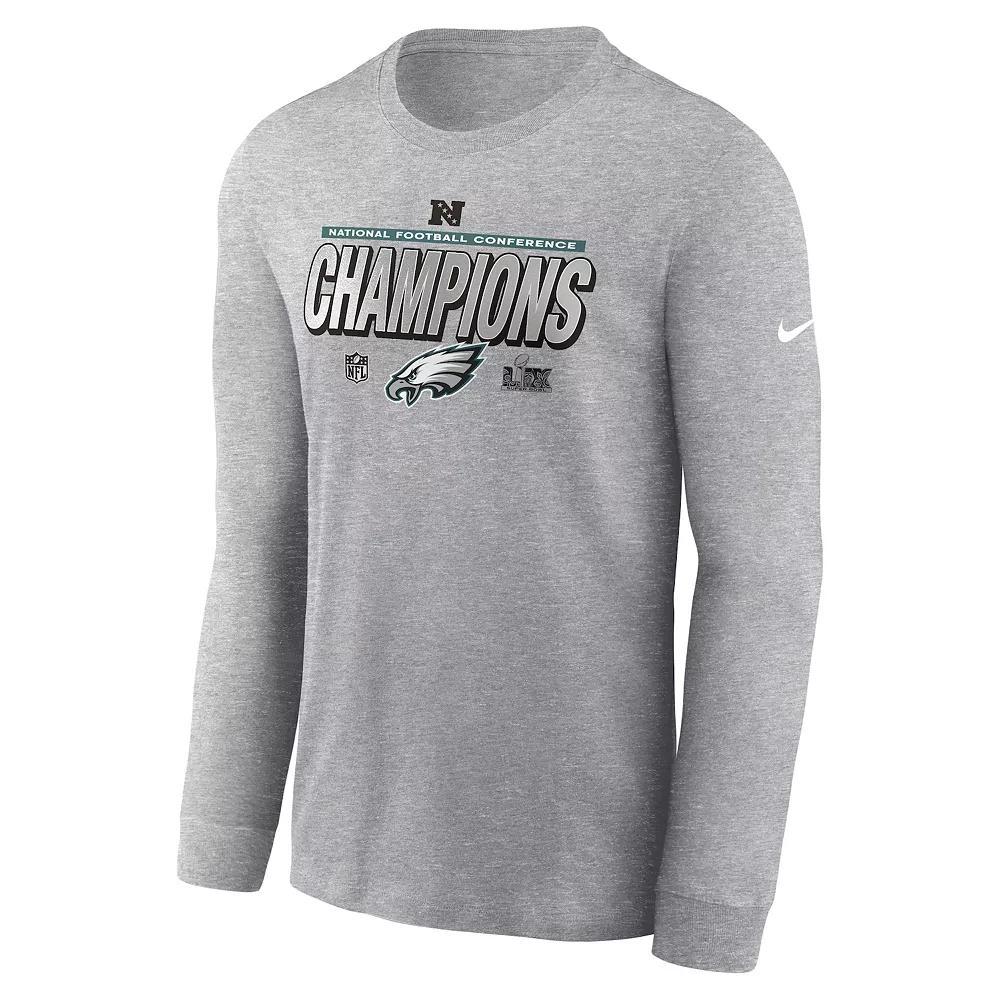 Men's Nike Philadelphia Eagles 2024 NFC Champions Locker Room Trophy Collection Long Sleeve Graphic Tee, Size: Large, Char Product Image