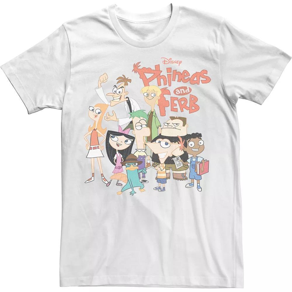 Disney's Phineas And Ferb The Group Logo Men's Tee, Size: 3XL, White Product Image
