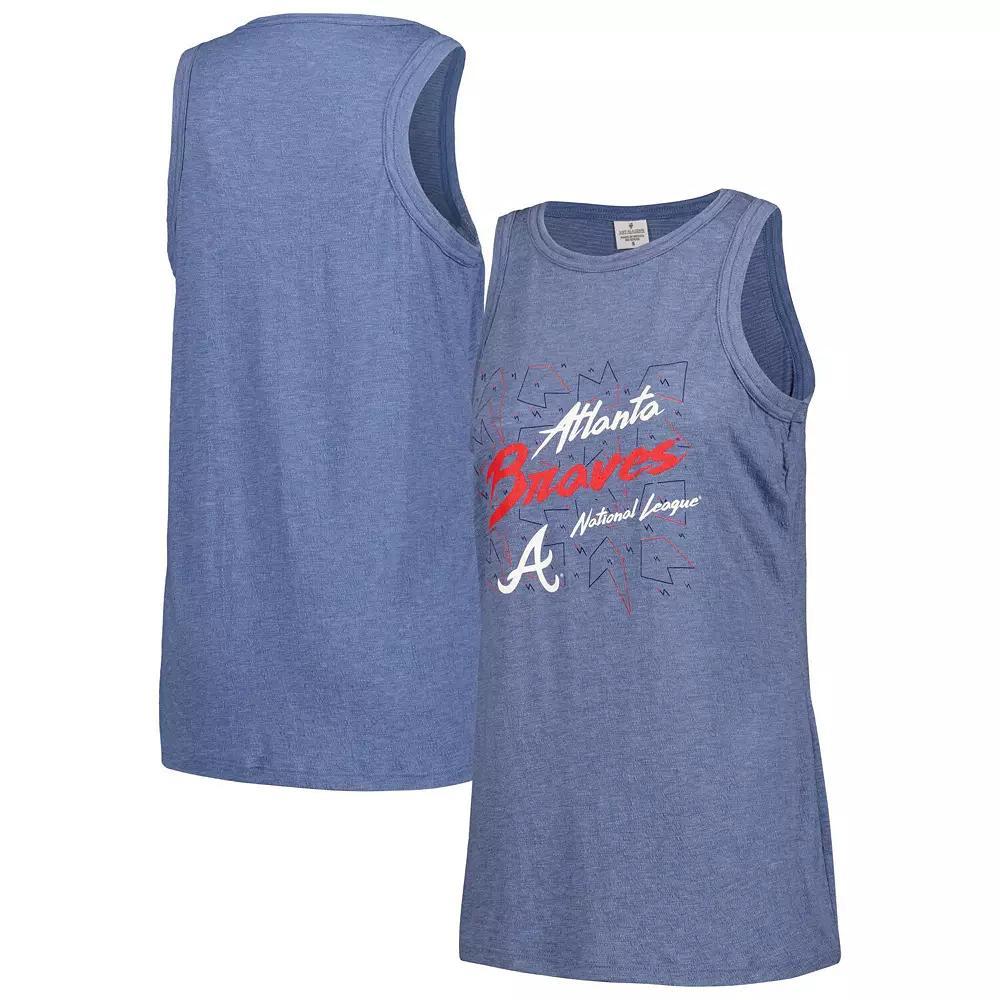 Women's Soft as a Grape Navy Atlanta Braves Gauze High Neck Tank Top,  Product Image