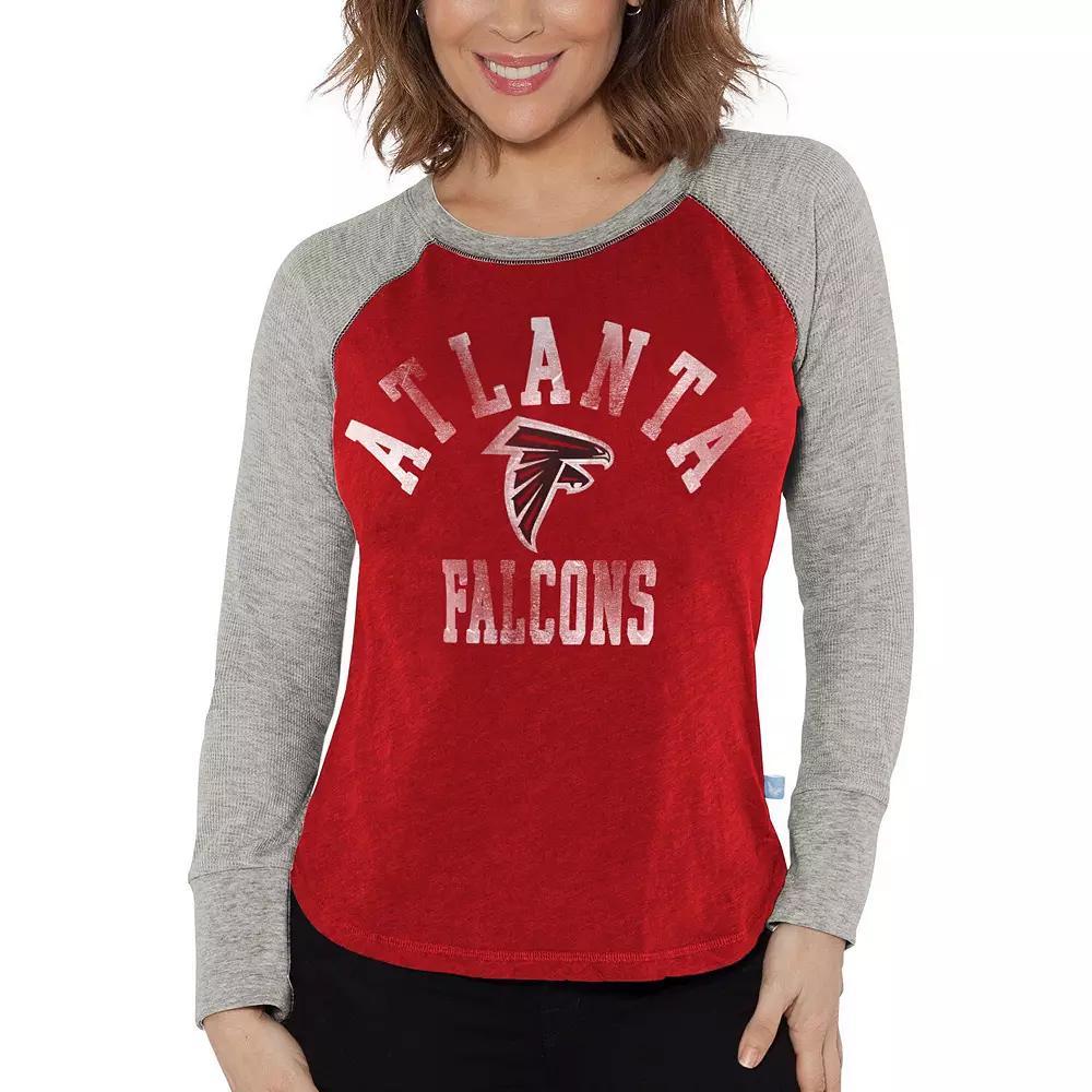 Women's G-III 4Her by Carl Banks Royal/Heather Gray Los Angeles Rams Waffle Knit Raglan Long Sleeve T-Shirt,  Product Image