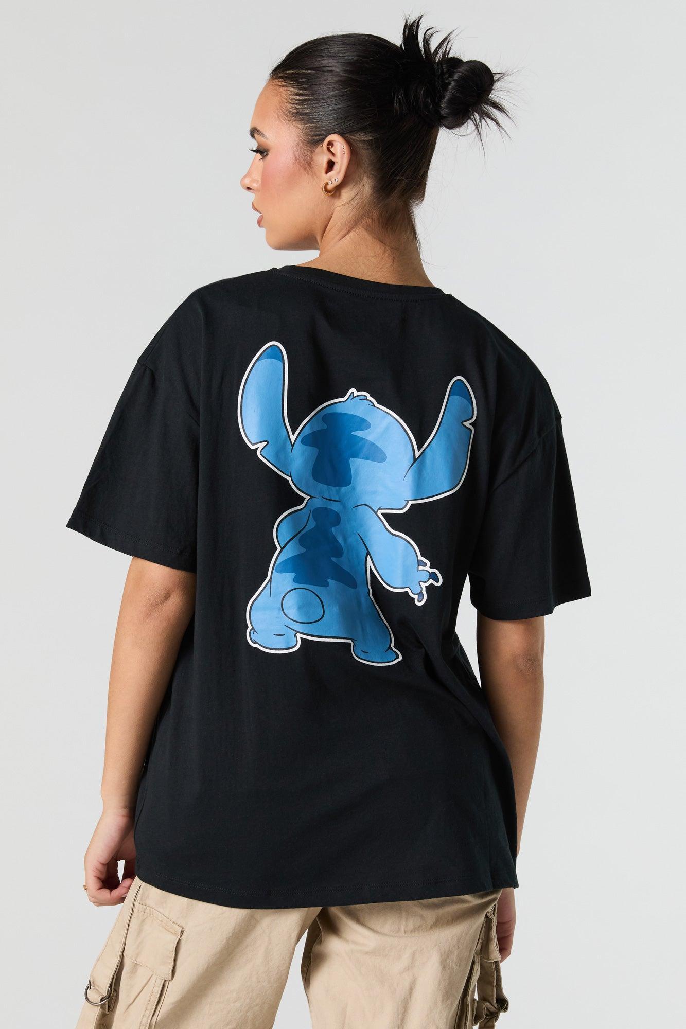 Stitch Graphic Black Boyfriend T-Shirt Female Product Image